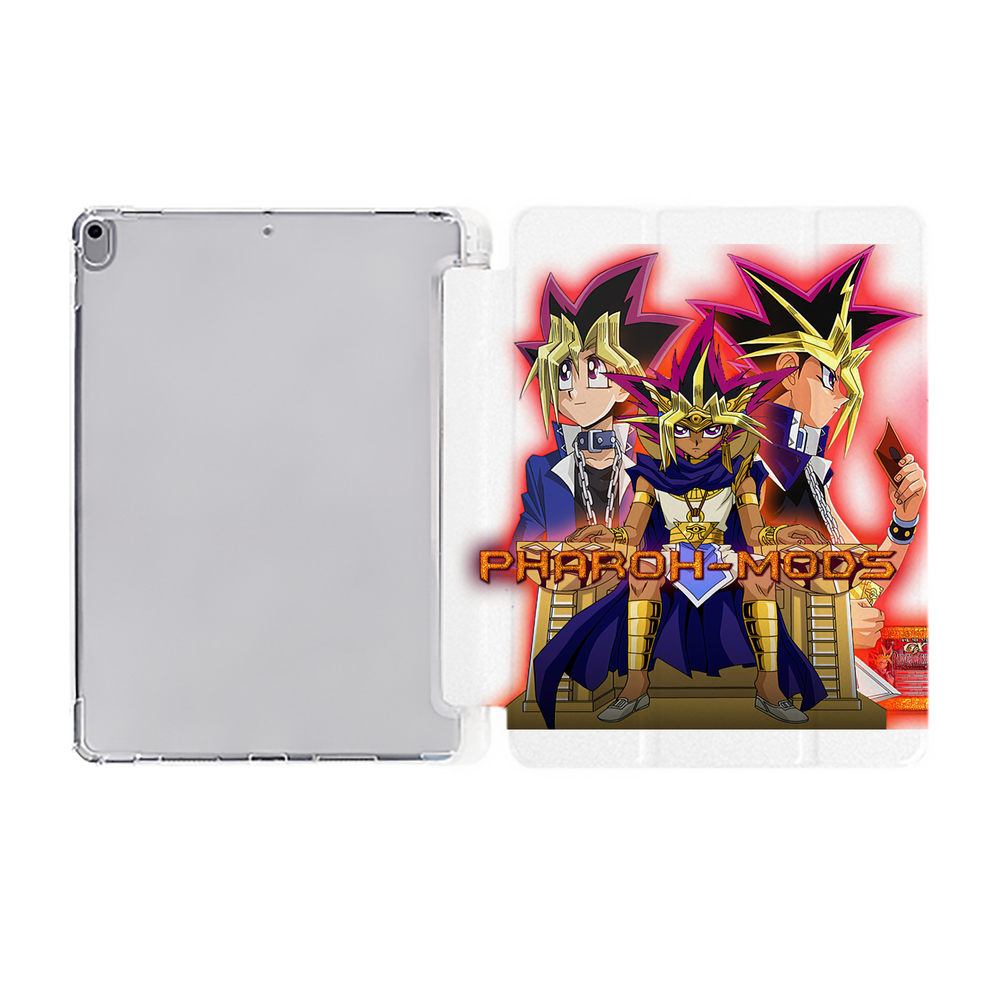 （画像用） 遊☆戯☆王 Yu-Gi-Oh! IPad ケース ペン収納付き 三つ折りスタンド PUレザー×シリコン 対応機種9.5/10.5/10.9インチ
